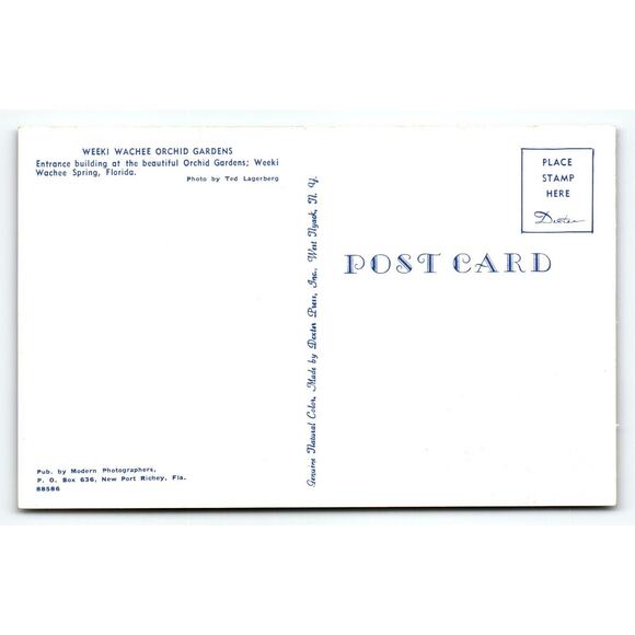 Weeki Wachee Florida Postcard Orchid Gardens Women On Lawn Chrome Unused Dexter - Picture 2 of 2